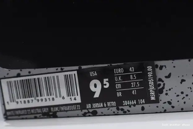 Rep LUCY 23-Neutral White Tinker Infrared Air Retro Grey-Sail 6 Jordan 384664-104 0325